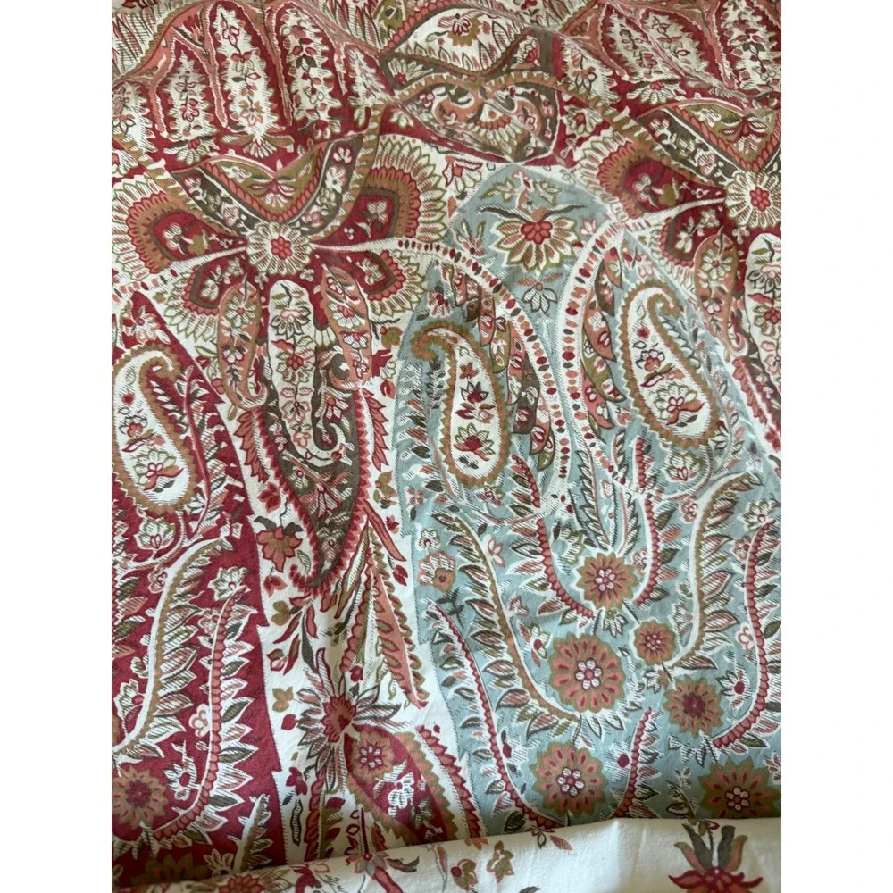 Pottery Barn‎ Organic Cotton Duvet Cover Red Paisley Full/Queen Bedroom Home
